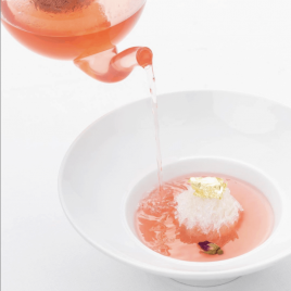 Rose soup poured in a plate